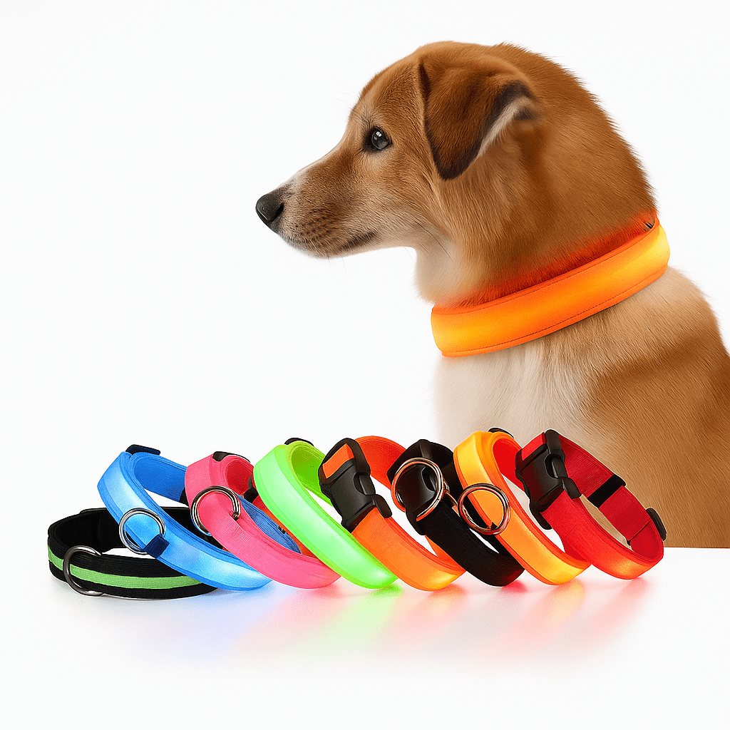 LED Dog Collar | Nylon Light-Up Safety Collar with Reflective Glow and ...